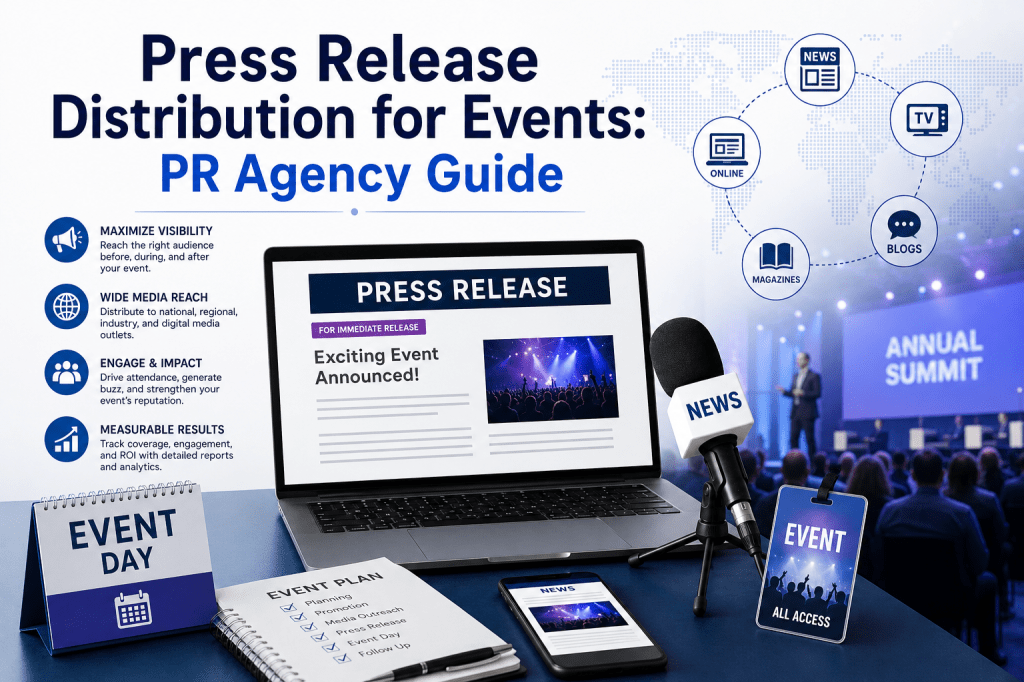 Learn how a PR agency plans event press release distribution, selects wires, manages timing, improves visibility, and measures media impact for growth.